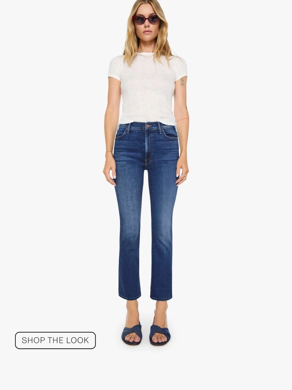 MOTHER Dark Indigo Cropped Straight Jeans